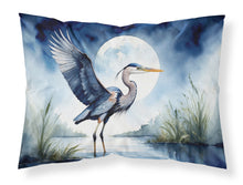 Load image into Gallery viewer, Blue Heron Under the Moonlight Standard Pillowcase – Artistic Decorative Front, White Back