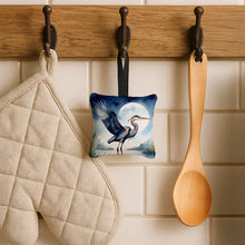 Load image into Gallery viewer, Blue Heron Under the Moonlight Hanging Square Fabric Ornament 3.5 × 3.5