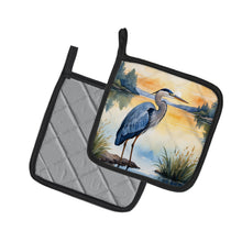Load image into Gallery viewer, Blue Heron in the Golden Hour Pot Holders - Set of 2 Decorative Kitchen Helpers | Made in the USA