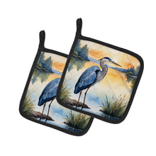 Load image into Gallery viewer, Blue Heron in the Golden Hour Pot Holders - Set of 2 Decorative Kitchen Helpers | Made in the USA