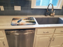 Load image into Gallery viewer, Blue Heron in the Golden Hour Dish Drying Mat