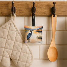 Load image into Gallery viewer, Blue Heron in the Golden Hour Hanging Square Fabric Ornament 3.5 × 3.5