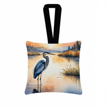Load image into Gallery viewer, Blue Heron in the Golden Hour Hanging Square Fabric Ornament 3.5 × 3.5