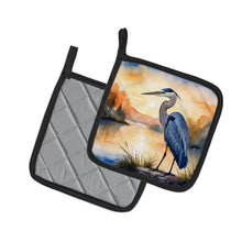 Load image into Gallery viewer, Blue Heron in the Golden Hour Pot Holders - Set of 2 Decorative Kitchen Helpers | Made in the USA
