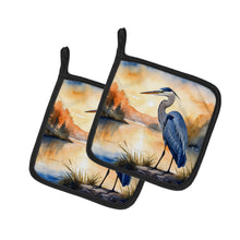 Load image into Gallery viewer, Blue Heron in the Golden Hour Pot Holders - Set of 2 Decorative Kitchen Helpers | Made in the USA
