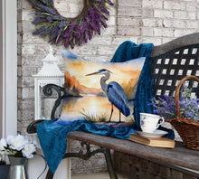 Load image into Gallery viewer, Blue Heron in the Golden Hour Throw Pillow