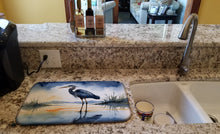 Load image into Gallery viewer, Blue Heron Barely Lit Sky Dish Drying Mat