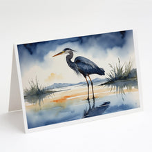 Load image into Gallery viewer, Blue Heron Barely Lit Sky Greeting Cards - Blank Note Cards – 8-Pack of Artist-Designed Cards with Envelopes