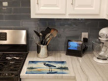 Load image into Gallery viewer, Blue Heron Barely Lit Sky Glass Cutting Boards – Durable, Decorative Kitchen Art