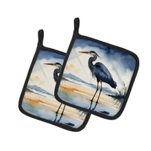 Load image into Gallery viewer, Blue Heron Barely Lit Sky Pot Holders - Set of 2 Decorative Kitchen Helpers | Made in the USA