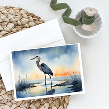 Load image into Gallery viewer, Blue Heron Barely Lit Sky Greeting Cards - Blank Note Cards – 8-Pack of Artist-Designed Cards with Envelopes