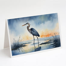 Load image into Gallery viewer, Blue Heron Barely Lit Sky Greeting Cards - Blank Note Cards – 8-Pack of Artist-Designed Cards with Envelopes