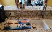 Load image into Gallery viewer, Blue Heron Setting Sun Dish Drying Mat