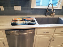 Load image into Gallery viewer, Blue Heron Setting Sun Dish Drying Mat