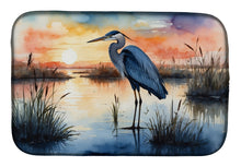 Load image into Gallery viewer, Blue Heron Setting Sun Dish Drying Mat
