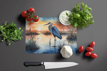 Load image into Gallery viewer, Blue Heron Setting Sun Glass Cutting Boards – Durable, Decorative Kitchen Art