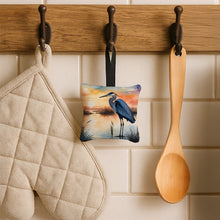 Load image into Gallery viewer, Blue Heron Setting Sun Hanging Square Fabric Ornament 3.5 × 3.5