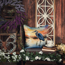 Load image into Gallery viewer, Blue Heron Setting Sun Throw Pillow