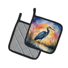 Load image into Gallery viewer, Blue Heron Setting Sun Pot Holders - Set of 2 Decorative Kitchen Helpers | Made in the USA