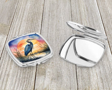 Load image into Gallery viewer, Blue Heron Setting Sun Compact Mirror – Stylish Purse Mirror with Artistic Covers