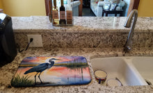 Load image into Gallery viewer, Blue Heron Setting Sun Dish Drying Mat