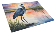 Load image into Gallery viewer, Blue Heron Setting Sun Glass Cutting Boards – Durable, Decorative Kitchen Art