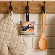Load image into Gallery viewer, Blue Heron Setting Sun Hanging Square Fabric Ornament 3.5 × 3.5