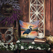 Load image into Gallery viewer, Blue Heron Setting Sun Throw Pillow