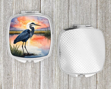 Load image into Gallery viewer, Blue Heron Setting Sun Compact Mirror – Stylish Purse Mirror with Artistic Covers
