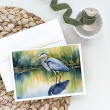 Load image into Gallery viewer, Blue Heron Stalking Prey Greeting Cards - Blank Note Cards – 8-Pack of Artist-Designed Cards with Envelopes