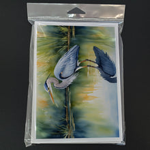 Load image into Gallery viewer, Blue Heron Stalking Prey Greeting Cards - Blank Note Cards – 8-Pack of Artist-Designed Cards with Envelopes