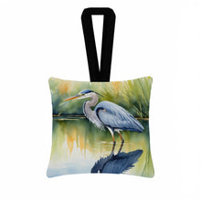 Load image into Gallery viewer, Blue Heron Stalking Prey Hanging Square Fabric Ornament 3.5 × 3.5