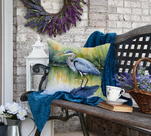 Load image into Gallery viewer, Blue Heron Stalking Prey Throw Pillow