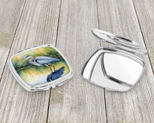 Load image into Gallery viewer, Blue Heron Stalking Prey Compact Mirror – Stylish Purse Mirror with Artistic Covers