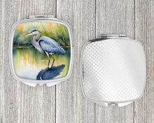 Load image into Gallery viewer, Blue Heron Stalking Prey Compact Mirror – Stylish Purse Mirror with Artistic Covers