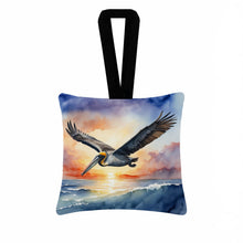 Load image into Gallery viewer, Pelican Fyling at Sunrise Hanging Square Fabric Ornament 3.5 × 3.5