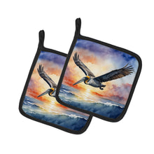 Load image into Gallery viewer, Pelican Fyling at Sunrise Pot Holders - Set of 2 Decorative Kitchen Helpers | Made in the USA