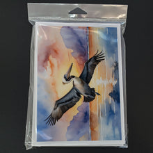 Load image into Gallery viewer, Pelican Fyling at Sunrise Greeting Cards - Blank Note Cards – 8-Pack of Artist-Designed Cards with Envelopes