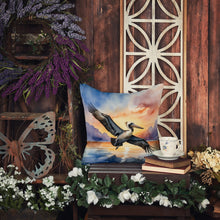 Load image into Gallery viewer, Pelican Fyling at Sunrise Throw Pillow