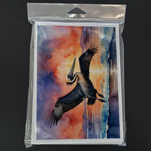 Load image into Gallery viewer, Pelican Fiery Sunset Greeting Cards - Blank Note Cards – 8-Pack of Artist-Designed Cards with Envelopes