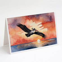 Load image into Gallery viewer, Pelican Fiery Sunset Greeting Cards - Blank Note Cards – 8-Pack of Artist-Designed Cards with Envelopes
