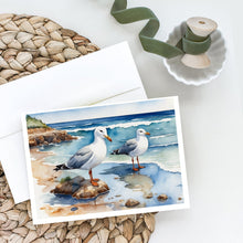 Load image into Gallery viewer, Gulls Scavenging Greeting Cards - Blank Note Cards – 8-Pack of Artist-Designed Cards with Envelopes