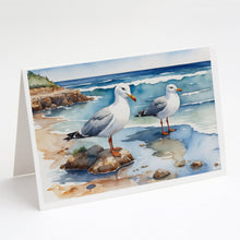 Load image into Gallery viewer, Gulls Scavenging Greeting Cards - Blank Note Cards – 8-Pack of Artist-Designed Cards with Envelopes