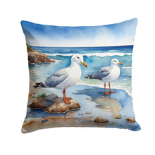 Load image into Gallery viewer, Gulls Scavenging Throw Pillow - 14x14 Decorative Pillow – Art for Your Home &amp; Patio