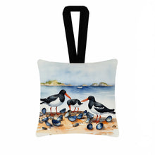 Load image into Gallery viewer, Oystercatchers Feeding Hanging Square Fabric Ornament 3.5 × 3.5