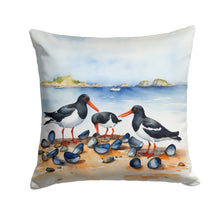Load image into Gallery viewer, Oystercatchers Feeding Throw Pillow - 14x14 Decorative Pillow – Art for Your Home &amp; Patio