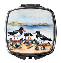 Load image into Gallery viewer, Oystercatchers Feeding Compact Mirror – Stylish Purse Mirror with Artistic Covers