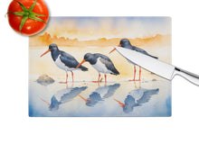 Load image into Gallery viewer, Oystercatchers Foraging Glass Cutting Boards – Durable, Decorative Kitchen Art
