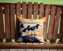Load image into Gallery viewer, Oystercatchers Foraging Throw Pillow - 14x14 Decorative Pillow – Art for Your Home &amp; Patio