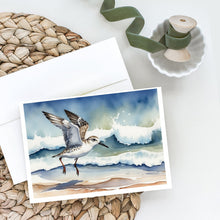 Load image into Gallery viewer, Sanderling Racing the Tide Greeting Cards - Blank Note Cards – 8-Pack of Artist-Designed Cards with Envelopes